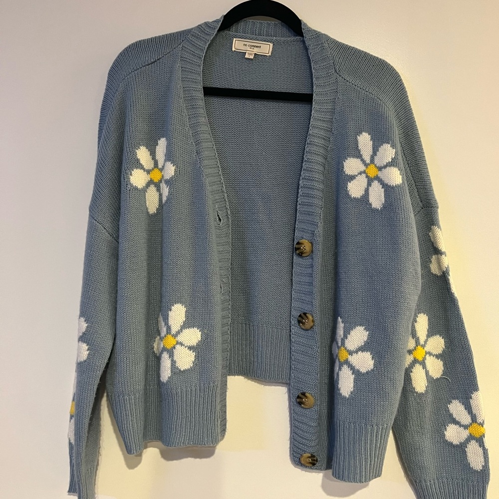 Blue flower cardigan. Good condition.